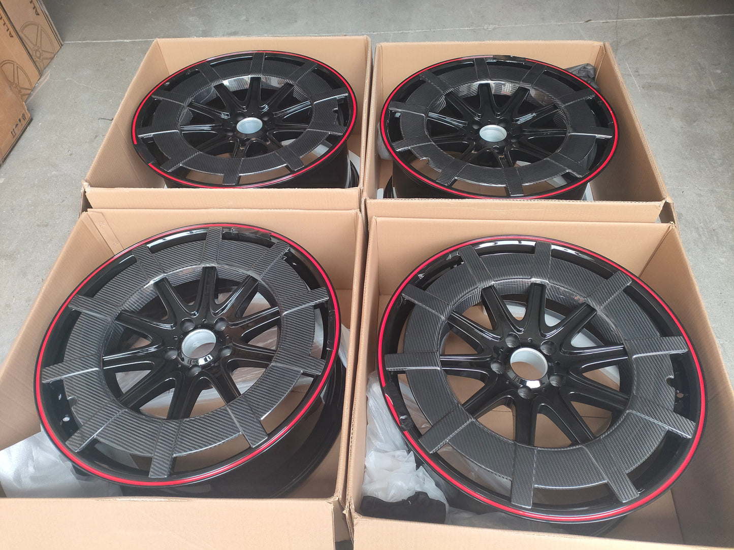 We produced premium quality forged wheels rims for MERCEDES BENZ G CLASS G63 G500 W463A W464 2020+ Our wheels sizes: Front 24 x 10 ET 30 Rear 24 x 12 ET 20 Finishing: Glossy Black with red lip carbon ring Forged wheels can be produced in any wheel specs by your inquiries and we can provide our specs