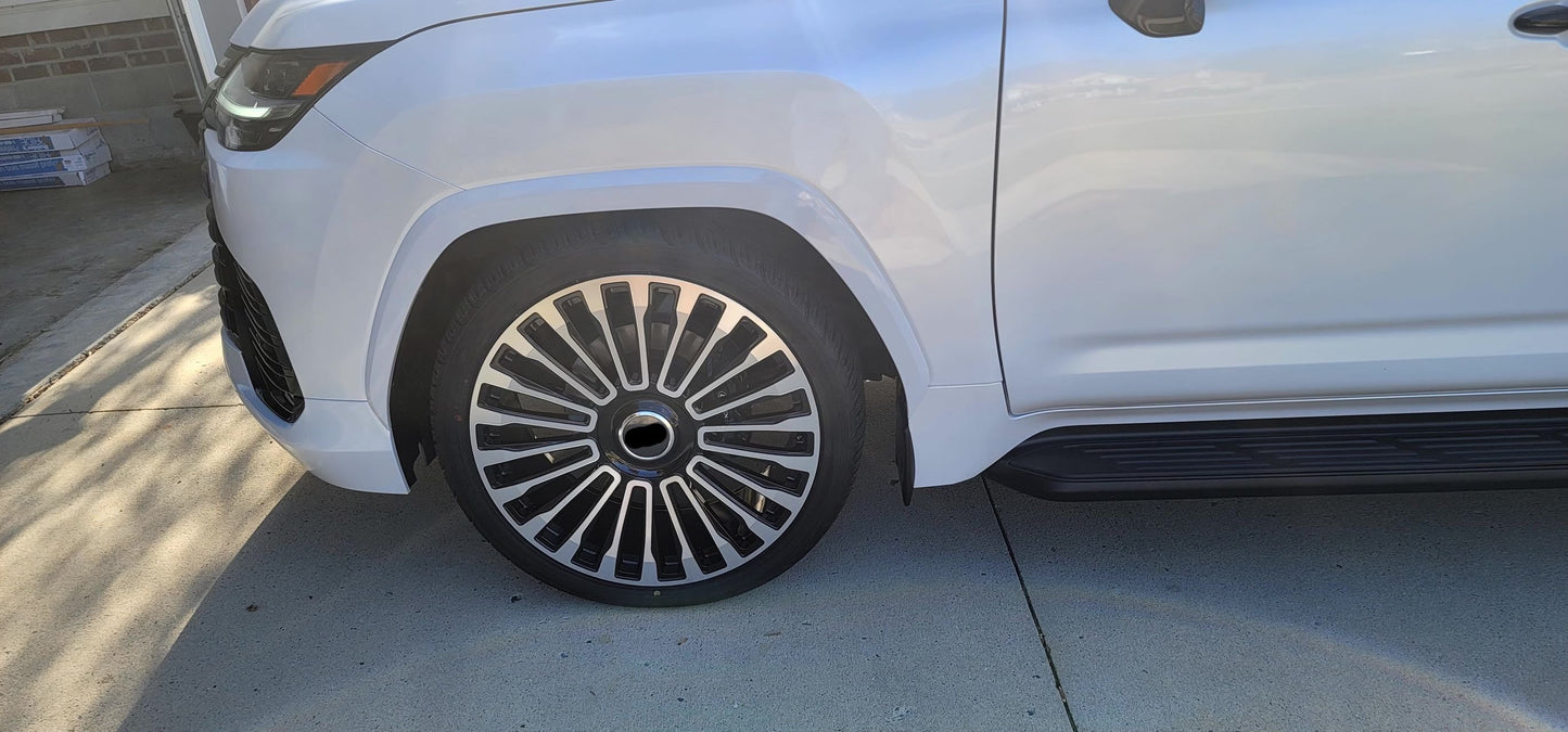 We produced premium quality forged wheels rims for LEXUS LX600 2021+ Our wheels sizes: Front 24 x 10 ET 50 Rear 24 x 10 ET 50 Finishing: Black Diamond Forged wheels can be produced in any wheel specs by your inquiries and we can provide our specs